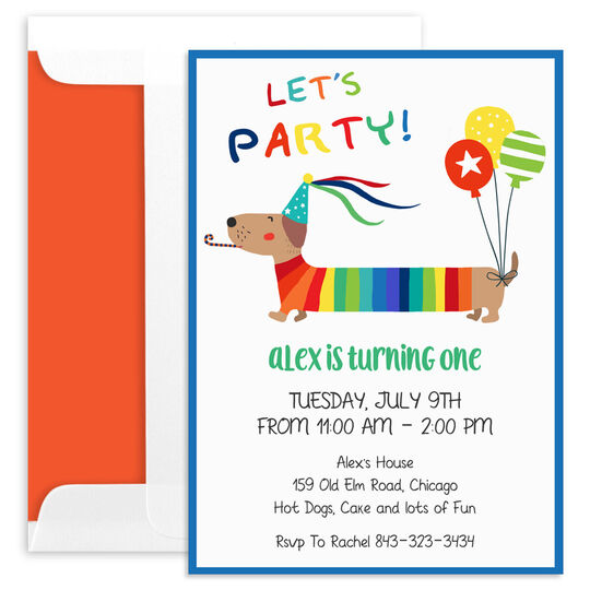Blue Party Dog Invitations